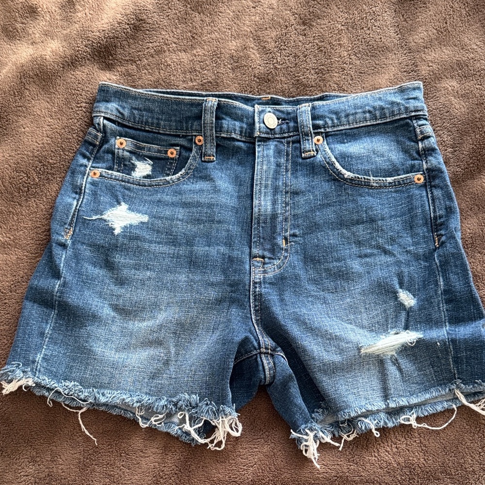 Women's Distressed Denim Shorts - Blue